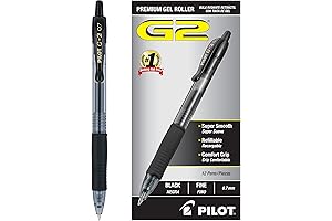 G2 Premium Gel Roller Pens, Fine Point 0.7 mm, Black, Pack of 12
