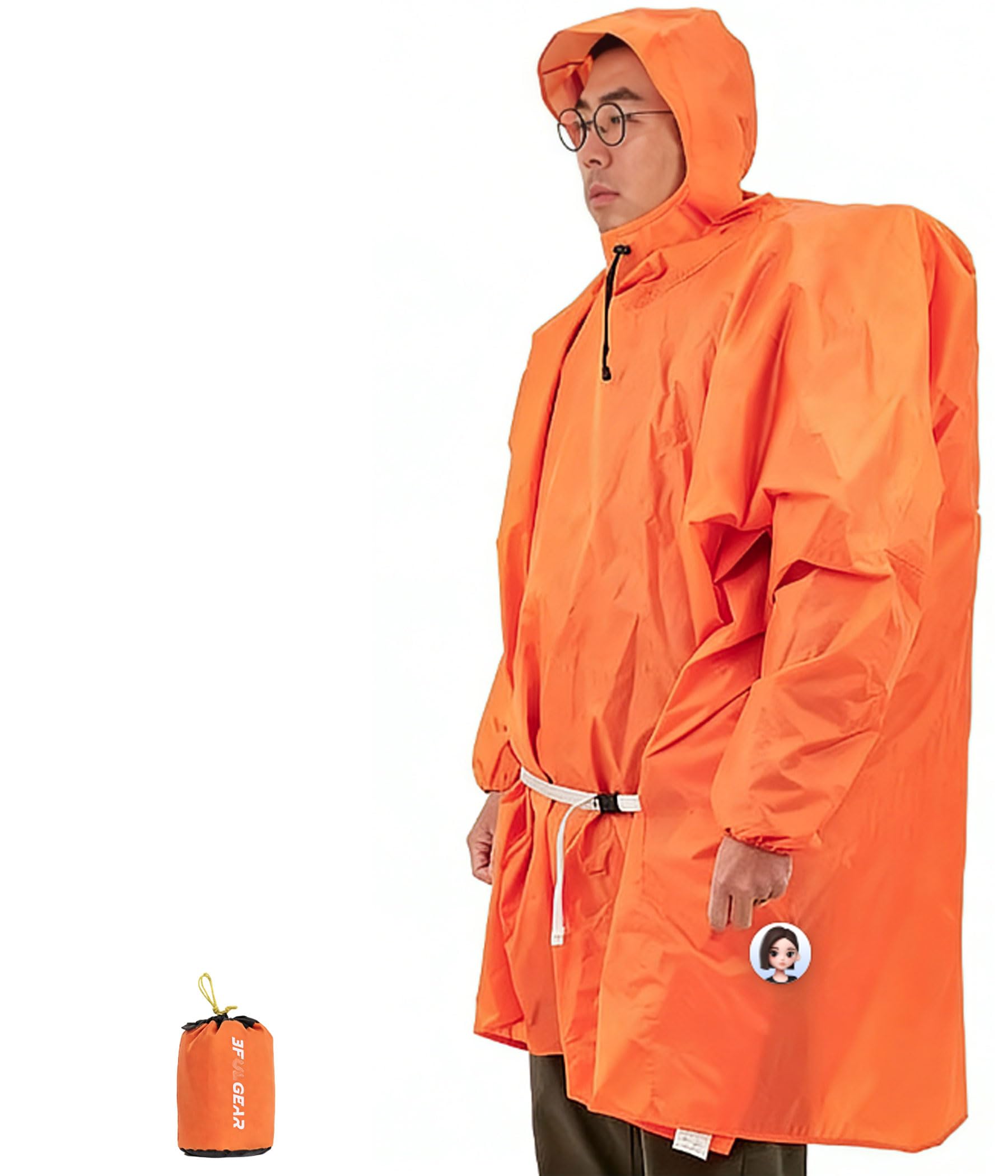 3F - Impermeable y poncho de cuerpo completo, ultraligero e impermeable para senderismo, ciclismo y trail running