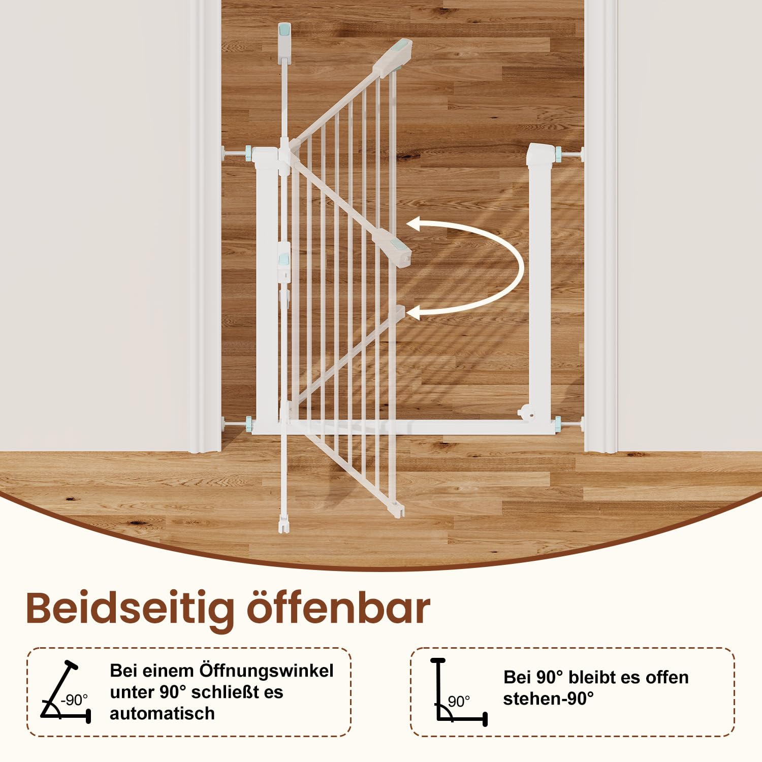 YEAUPE PRO Treppenschutzgitter ohne Bohren,92-95cm,Türgitter Baby Weiß