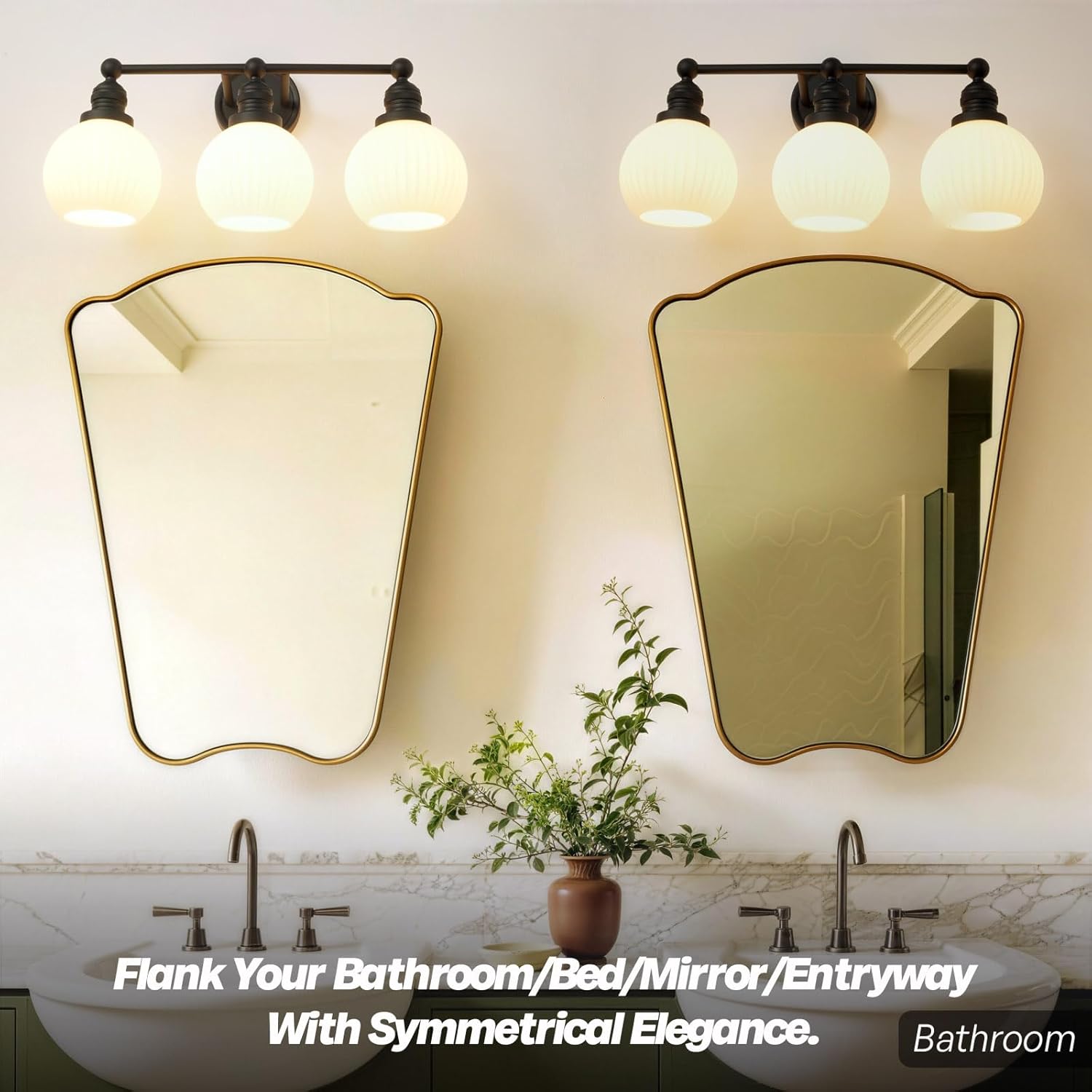 3-Light Farmhouse Black Wall Sconce Milk White Glass Vanity Light Hardwired Black Wall Mounted Lamp for Bathroom Mirror to Elevate Decor & Refresh Older Home’s Look E26