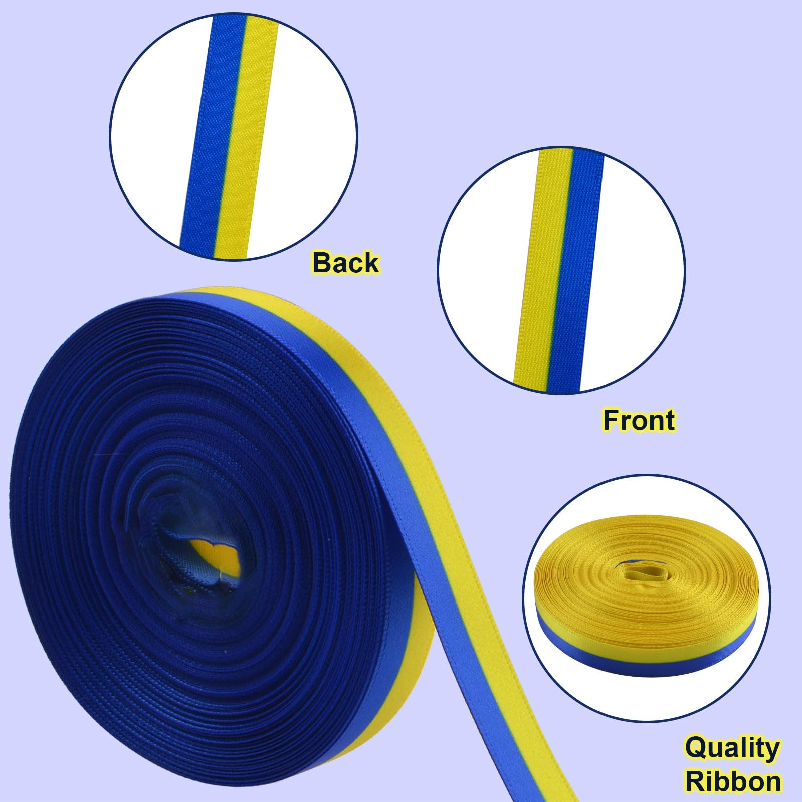 WANDIC Down Syndrome Awareness Satin Ribbon, 20 Yards Long Yellow and Blue Ribbon - Image 4