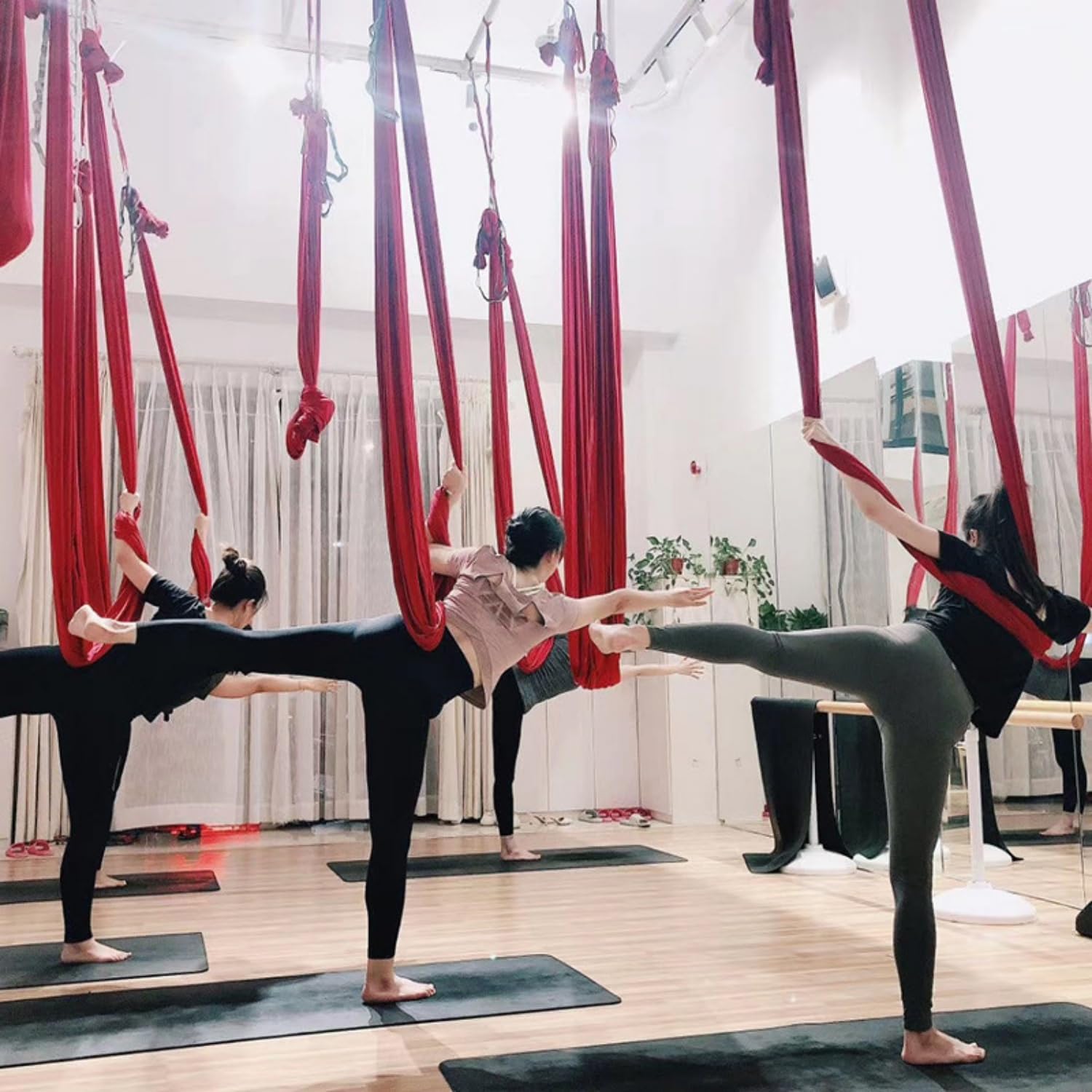 Aerial Yoga Swing Set - Heavy-Duty Inversion Hammock sensory swing, Indoor/Outdoor Fitness Sling for Yoga & Pilates, 300lbs Capacity Hanging Straps