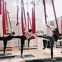 Vista 6 de Juego de columpio de yoga aéreo, hamaca de inversión resistente, columpio sensorial para interiores y exteriores, para yoga y pilates, correas Verde