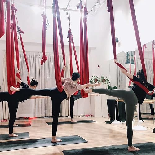 Miniatura 6 de Juego de columpio de yoga aéreo, hamaca de inversión resistente, columpio sensorial para interiores y exteriores, para yoga y pilates, correas