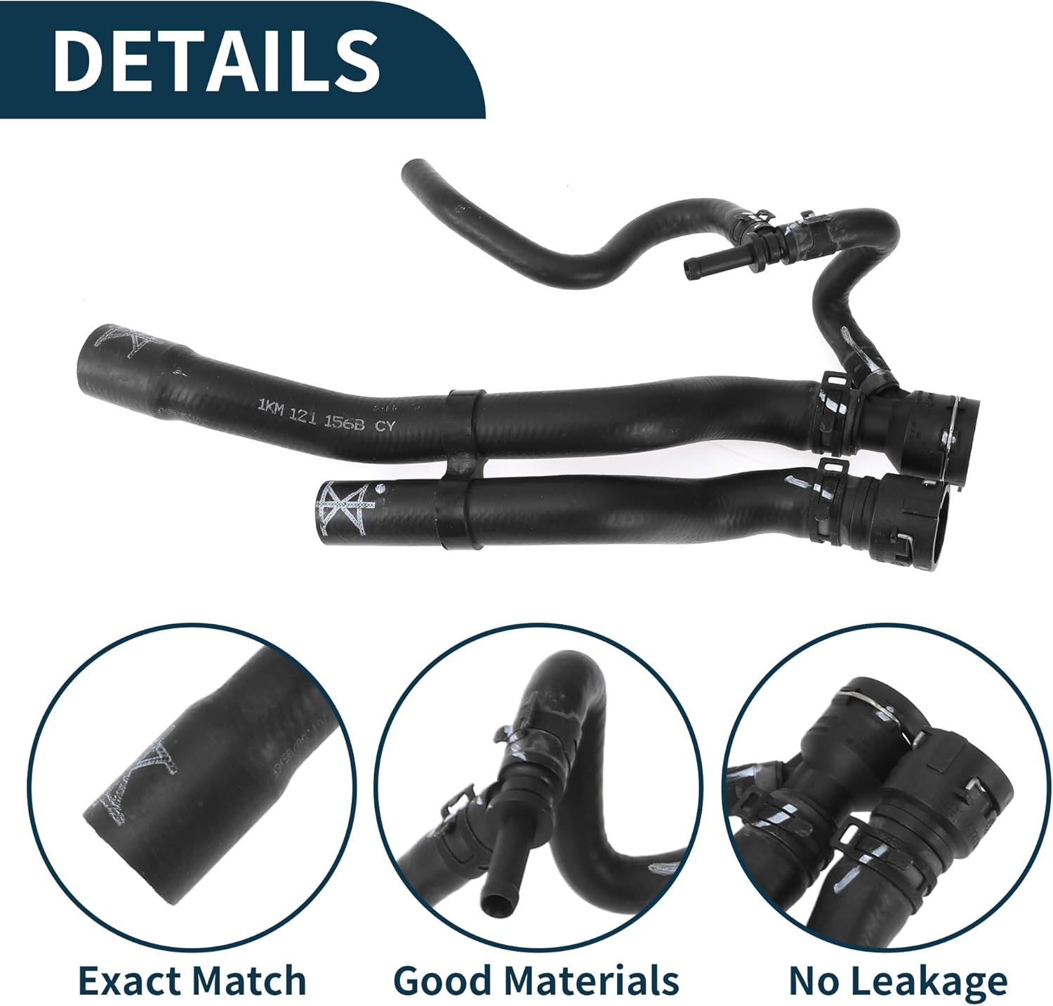 Radiator Hose for Volkswagen Jetta 2.0L 2005-2017 Rubber 1 Pcs Coolant Pipe