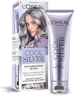 L’ORÉAL PARIS - Soin Sublimateur de Gris - Déjaunit & Renforce la Fibre Capillaire - Cheveux Blancs à Gris Clair - Neutralise les Reflets Indésirables - Cool Silver - Couleur : Argent Satiné
