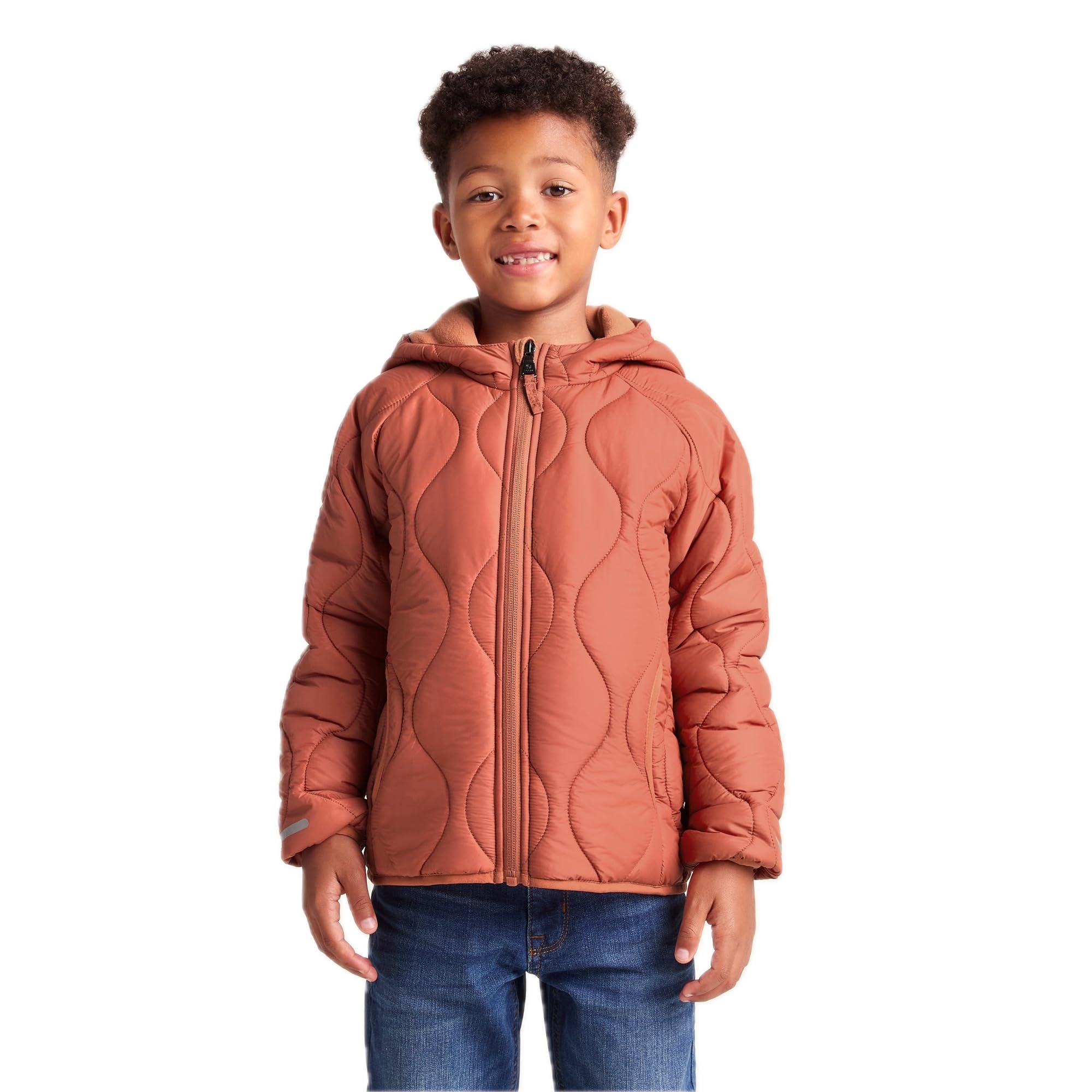 Tog24 Canyon Orange Arbor Kids Winter Coat, Dwr Coated With Onion Quilting, Reflective Strips & Soft Microfleece Lining