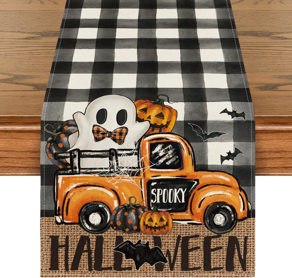 Amazon.com: Artoid Mode Buffalo Plaid Bat Pumpkin Ghost Truck Spooky ...