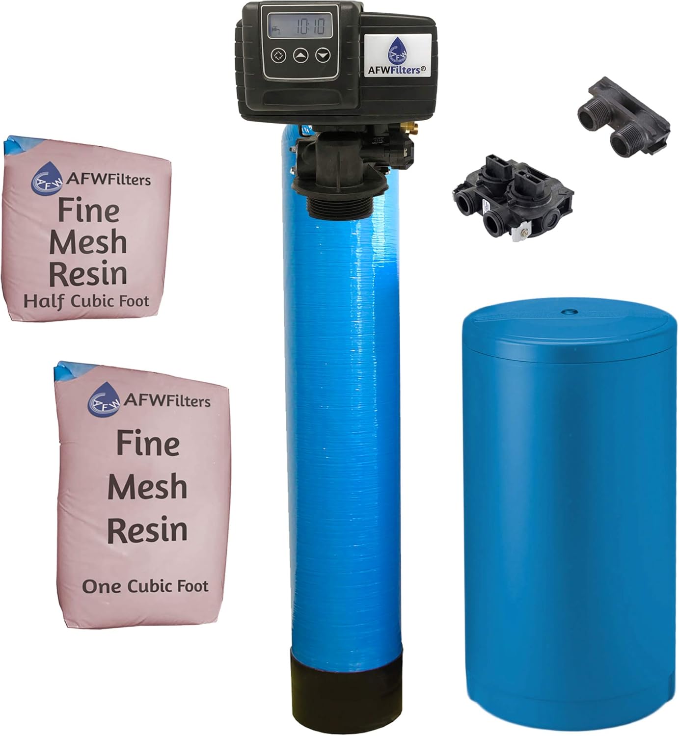 IRON Pro 2 Combination water softener iron filter Fleck 5600SXT digital metered valve for whole house (48,000 Grains, Blue)