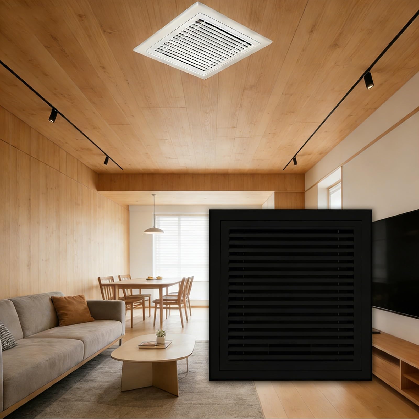Copertura per bocchetta dell'aria di ritorno in alluminio nero, 45,7 x 91,7 cm, griglia HVAC da parete/soffitto con porta rimovibile per un'efficiente aspirazione dell'aria fredda e un flusso d'aria