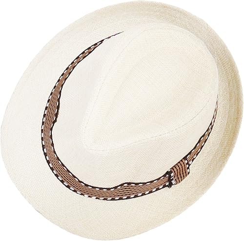 Miniatura 27 de ToBeInStyle Sombreros de verano para mujer Visera con detalle de abeja roja corona de rayas beige y negro - Beige