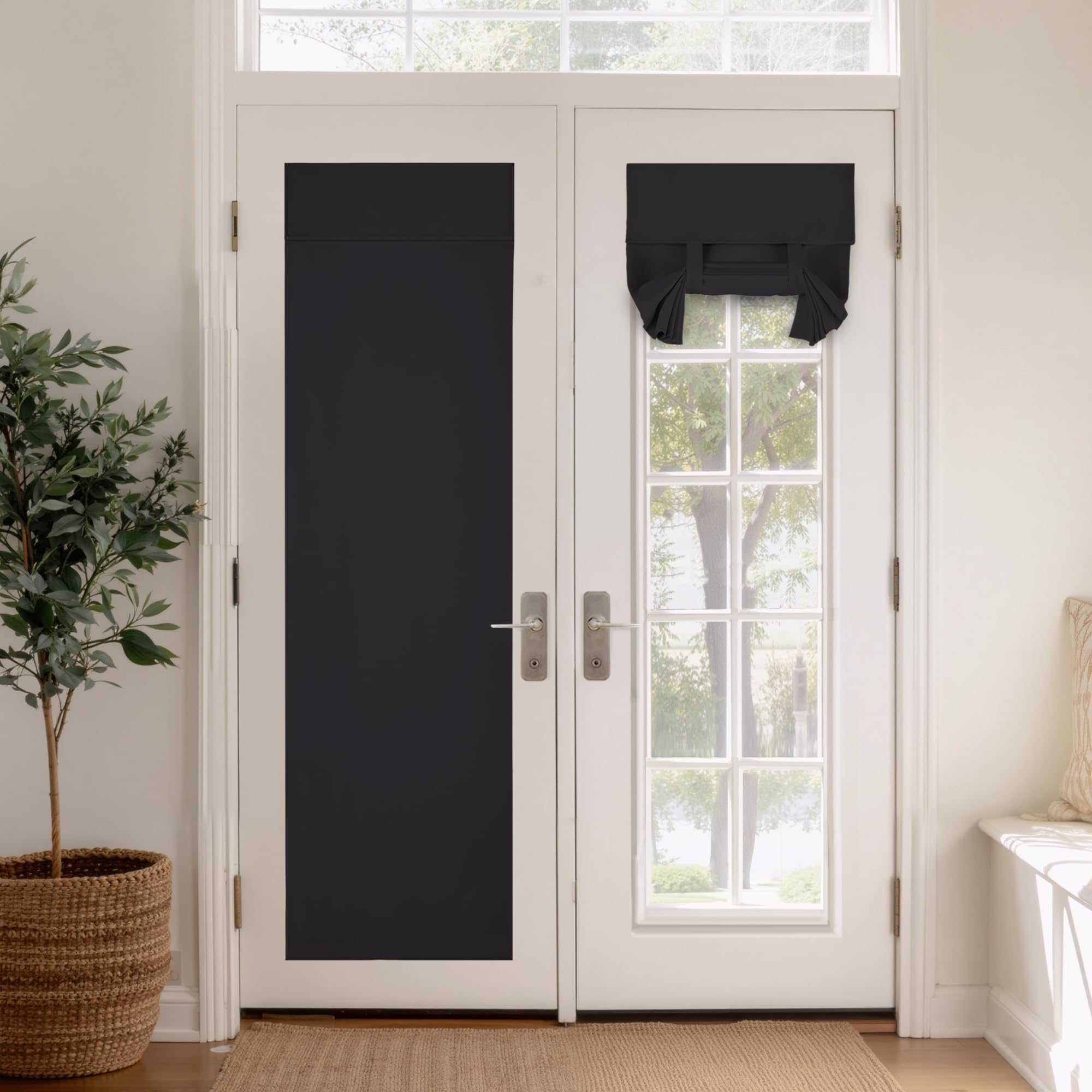 PONY DANCE Blackout French Door Curtain, Black, 1 Panel, W30 x L80 Inch