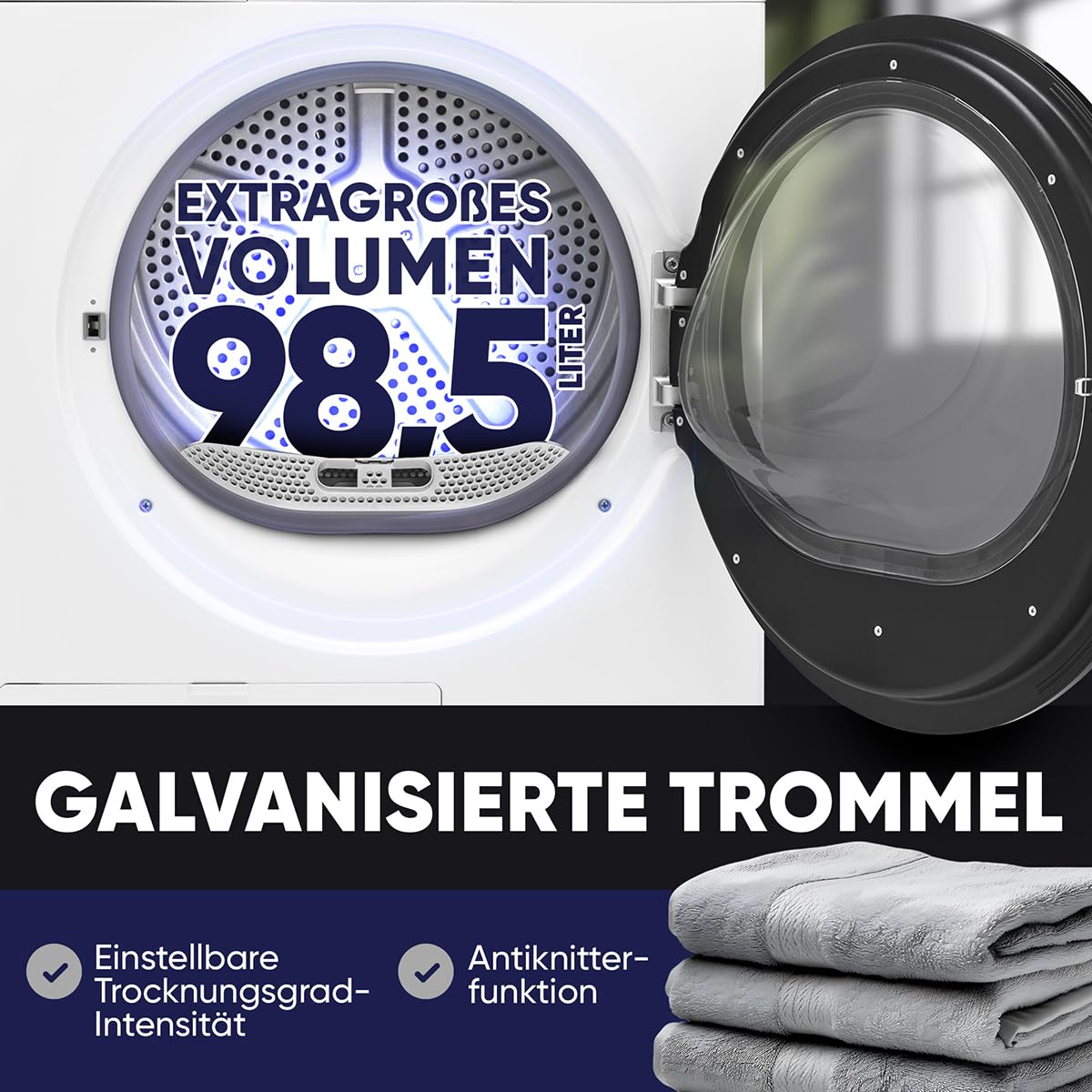 Bomann® Wärmepumpentrockner 8kg | kein Wasseranschluss nötig | Trockner m. Antiknitterfunktion | Wäschetrockner 15 Programme | Kondenstrockner | umweltfreundliches Kühlmittel R290 | WPT 7154 weiß