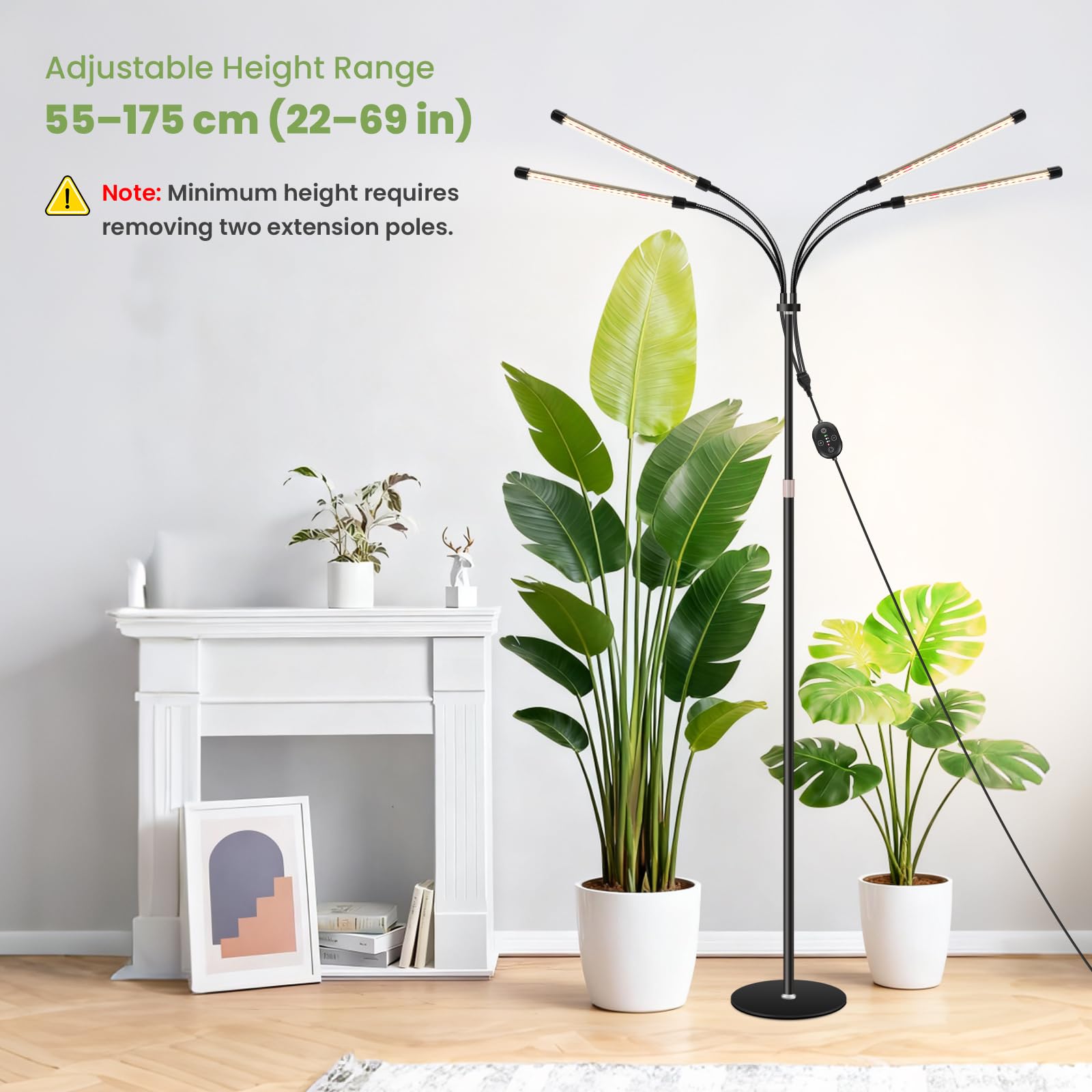 Stojąca lampa do roślin 12V, LED lampa do uprawy z pełnym spektrum wzbogaconym 660nm, timer 8/12/16H, kompatybilna z Smart Plug i automatycznym wznowieniem, ściemniana, 20W