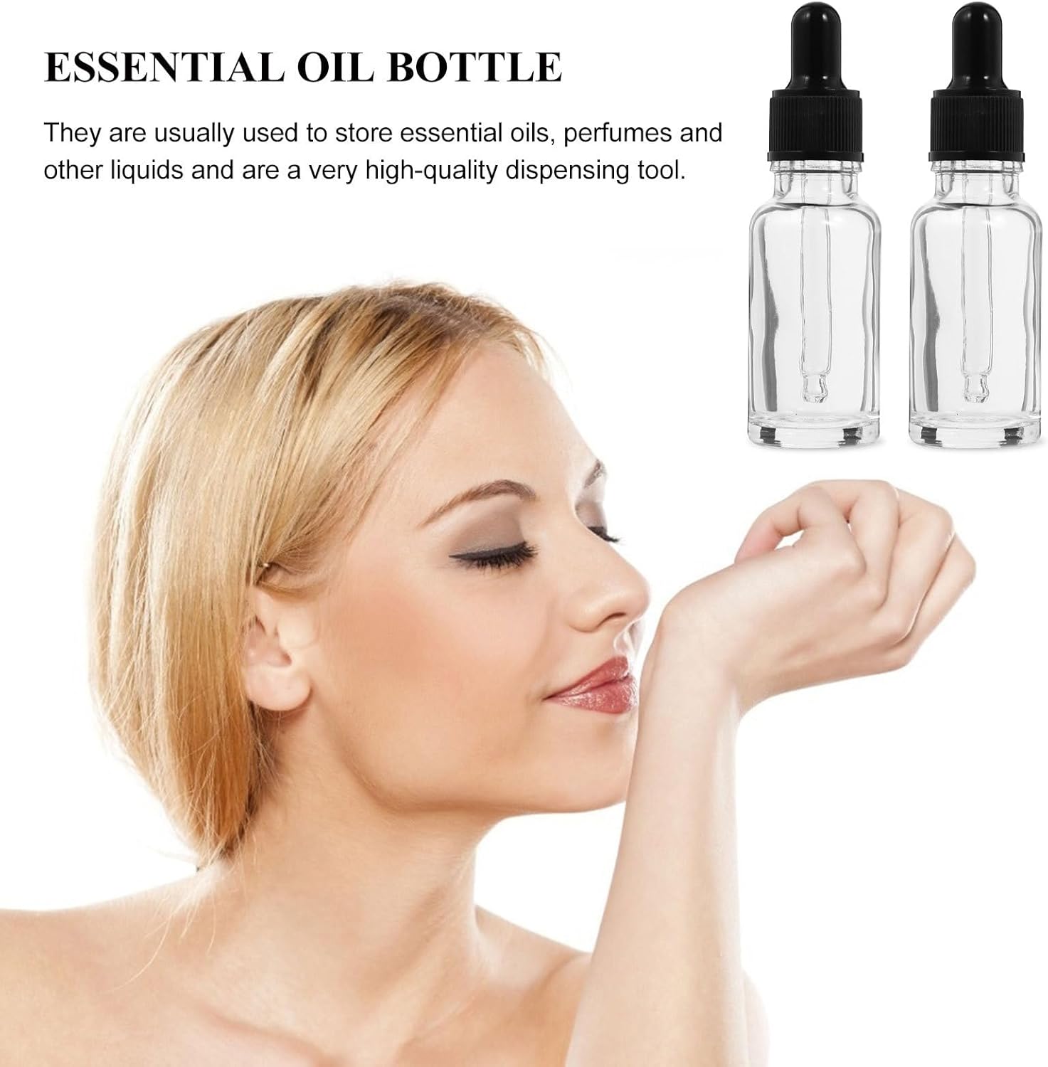 Healeved 10pcs 20ml Glass Dropper Bottles Refillable Empty Essential Oil Dispenser Containers for Aromatherapy and Cosmetic Subpackaging