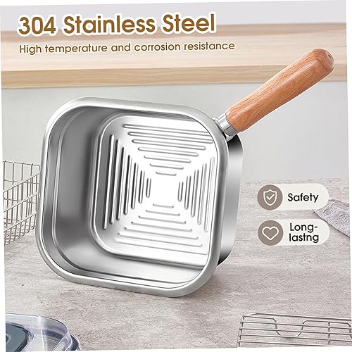 Miniatura 7 de Olla con mango de madera, juego de ollas de acero inoxidable con cesta coladora y tapa transparente, pinzas para alimentos y estante para freír