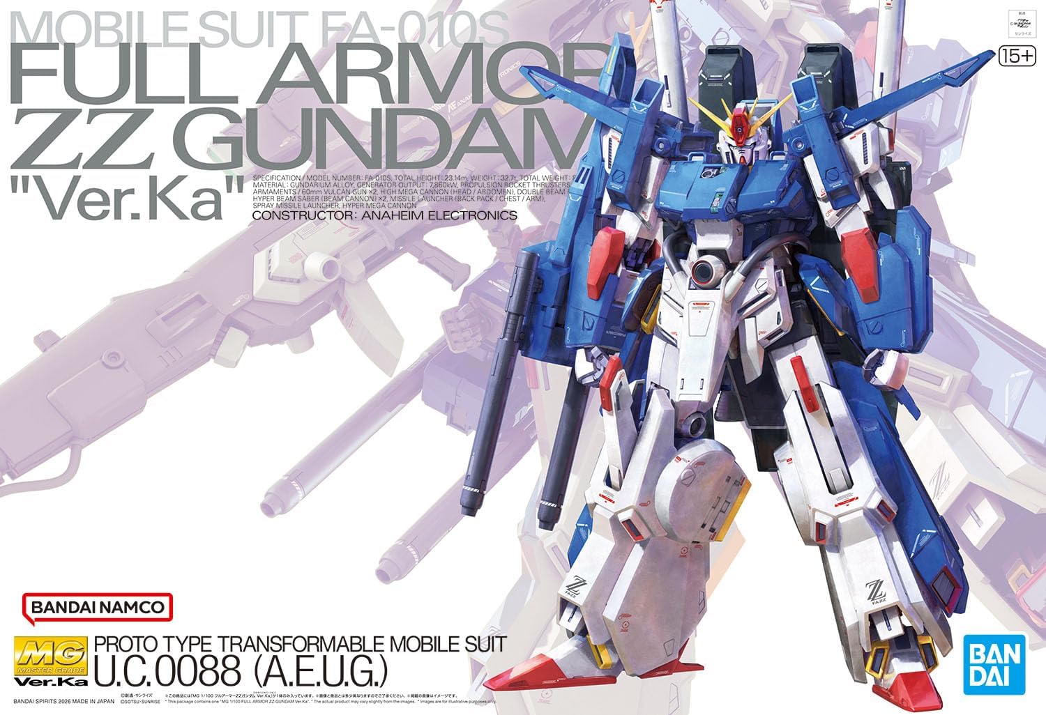 Bandai Hobby - Mobile Suit Gundam ZZ - Full Armor ZZ Gundam ver. Ka MG 1/100 Model Kit