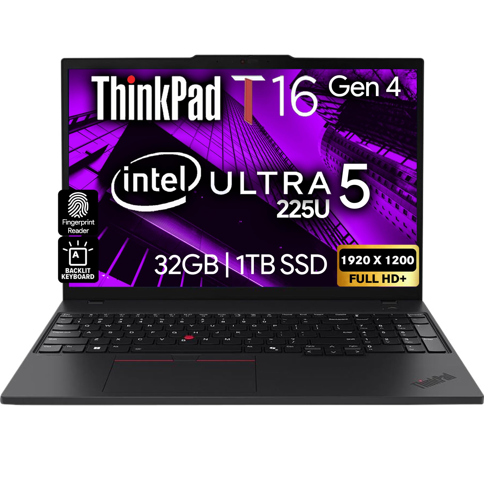 ThinkPad T16 Gen 3 Business Laptop 16” FHD+ Display, Intel Ultra 5-125U (Beats i7-1355U), 32GB DDR5 RAM, 1TB SSD, 5MB Webcam, WiFi 6E + BT, RJ-45, HDMI, Win 11 Pro, 3 Yr Wty, AI Copilot - Black