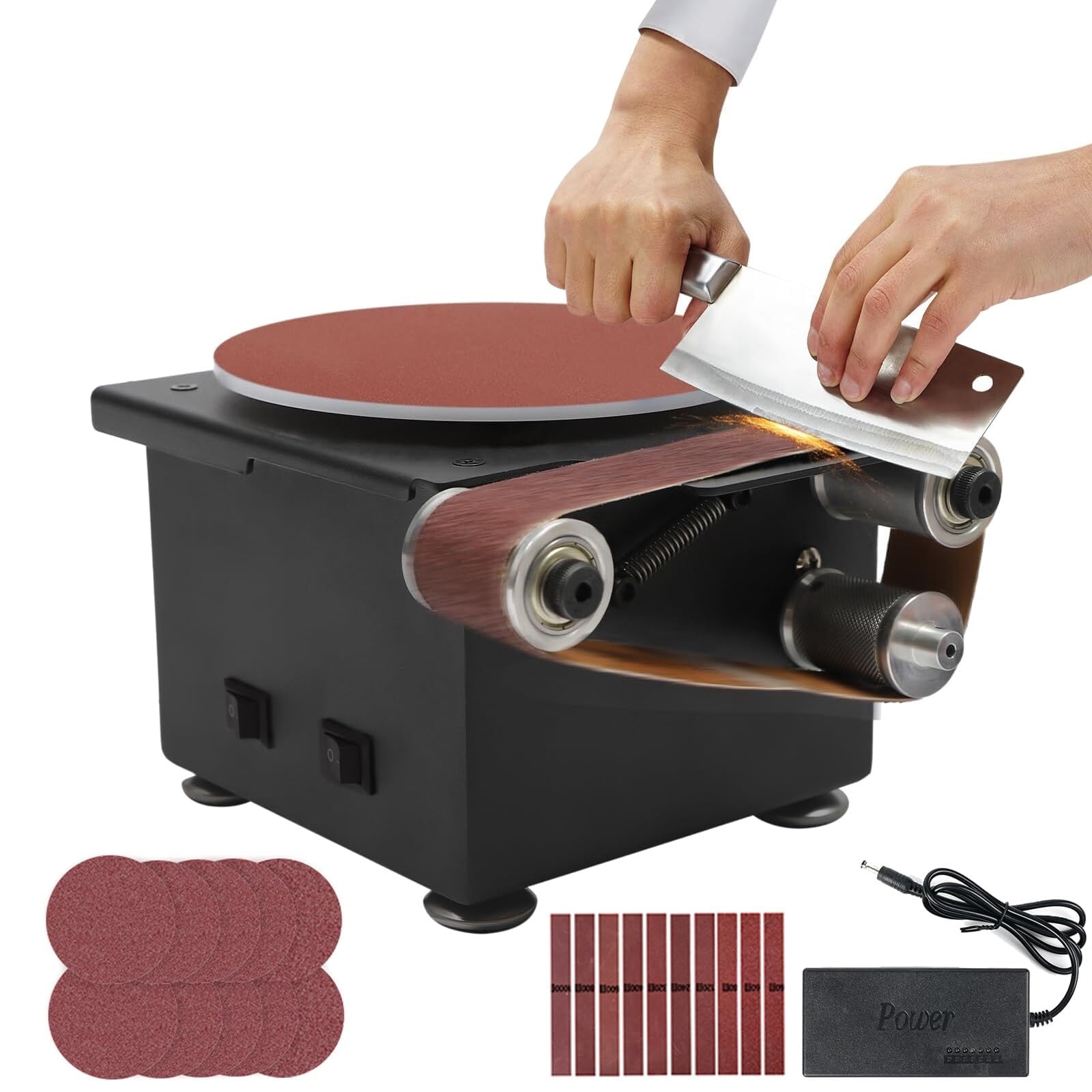 Lijadora de disco – Lijadora de banco multiusos de velocidad ajustable para madera, metal y piedra