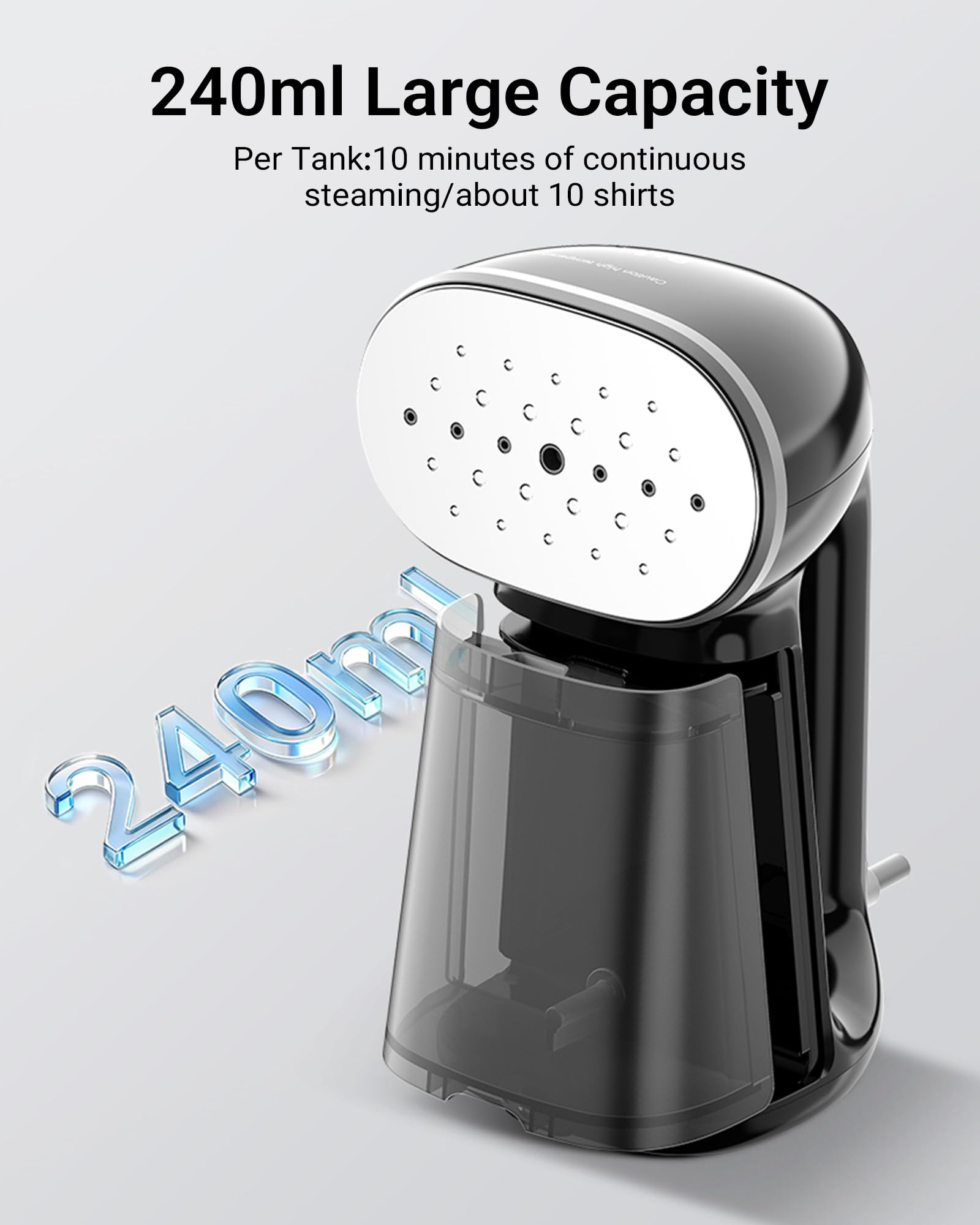 Bear Vaporizador para ropa, potente vaporizador de ropa de mano de 1500 W con tanque de 240 ml, removedor de arrugas de tela de calentamiento rápido de 25 segundos, plancha de vapor portátil de viaje