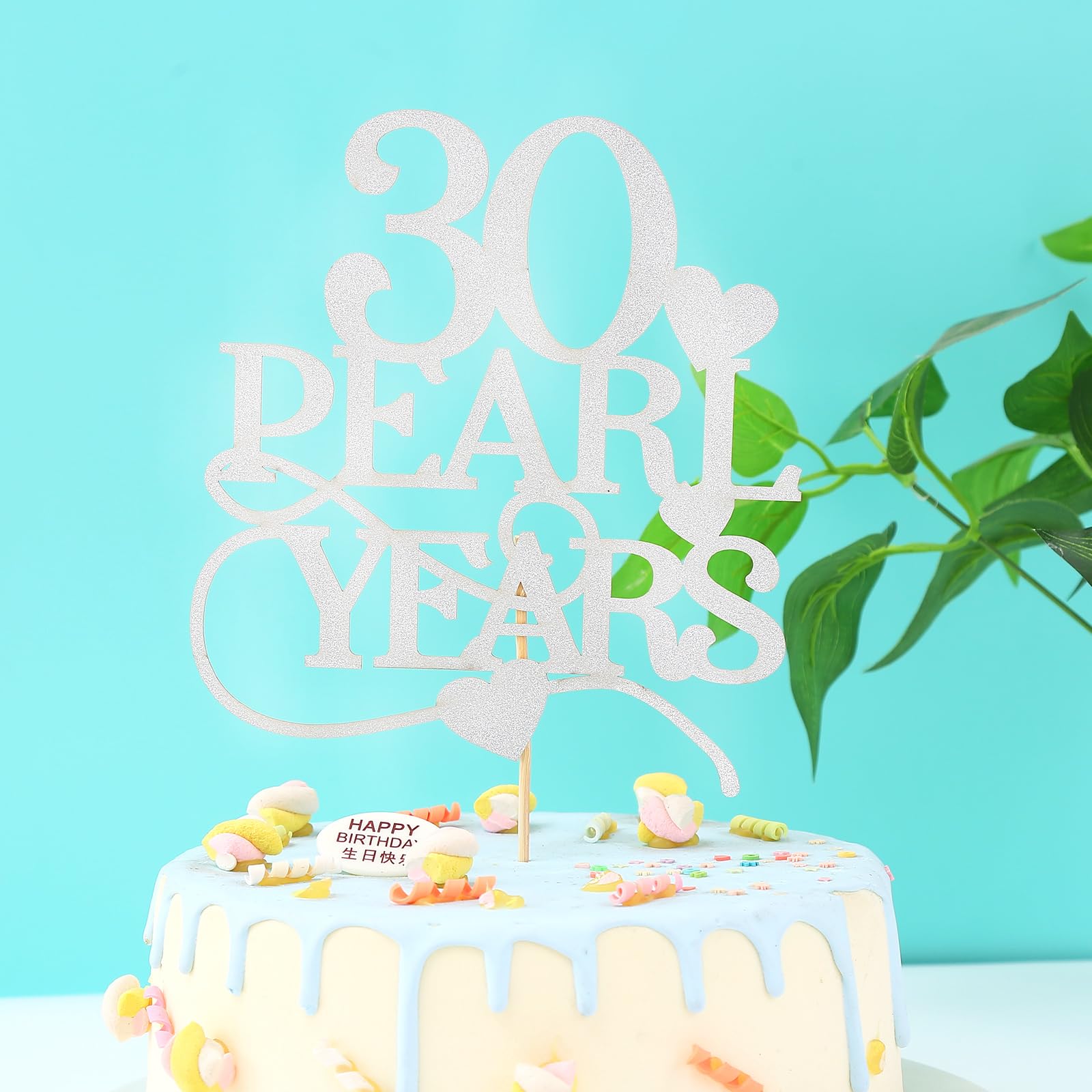 Topper Per Torta 30° Compleanno: Numero Glitterato Con Strass In Lega, 5,8x9,7 Cm - Ricordo Elegante - 2