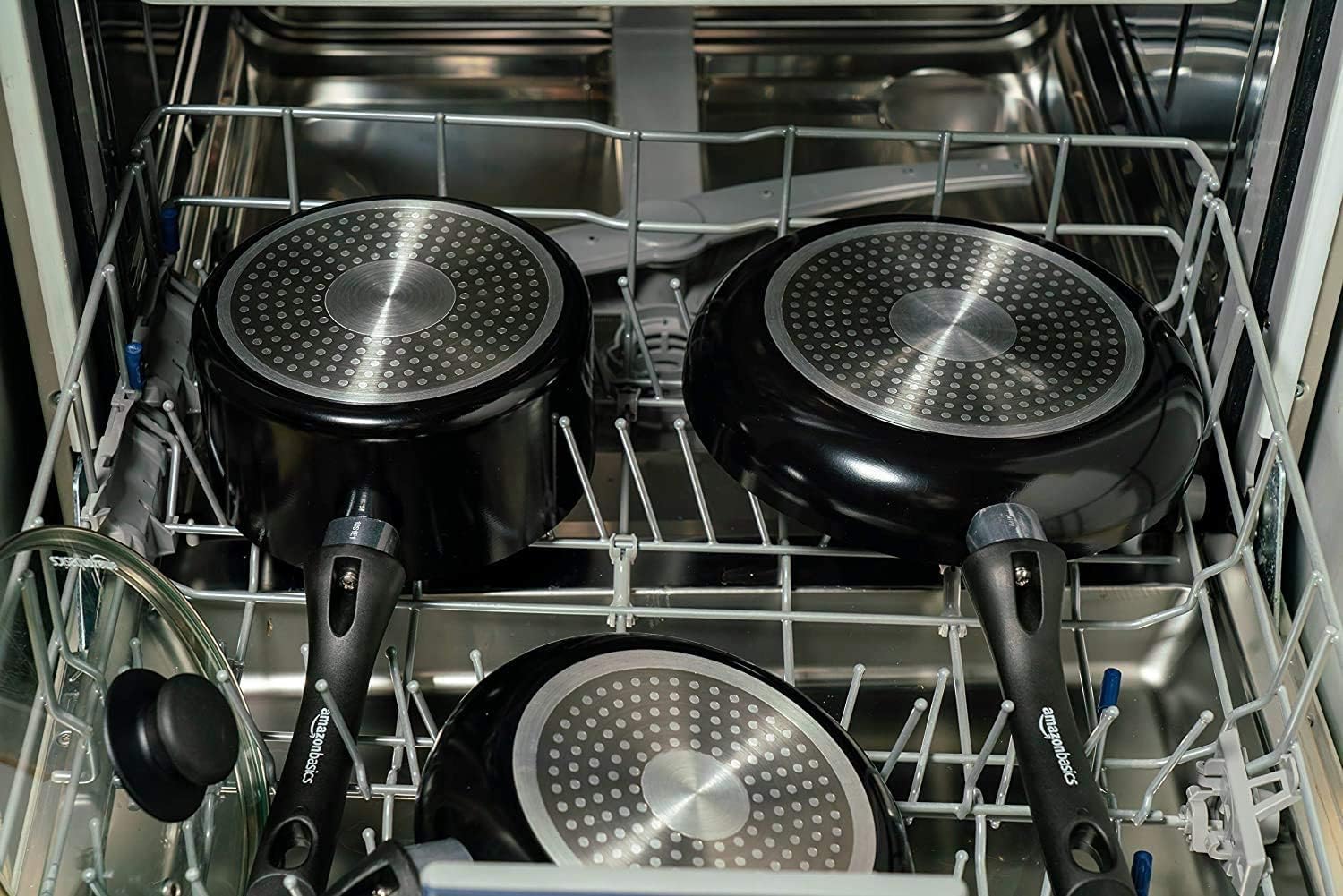 Amazon Basics Töpfe und Pfannen, Keramik-Antihaft-Kochgeschirr, 5-teiliges Set, Aluminium, Induktionsgeeignet, Alle Herdarten