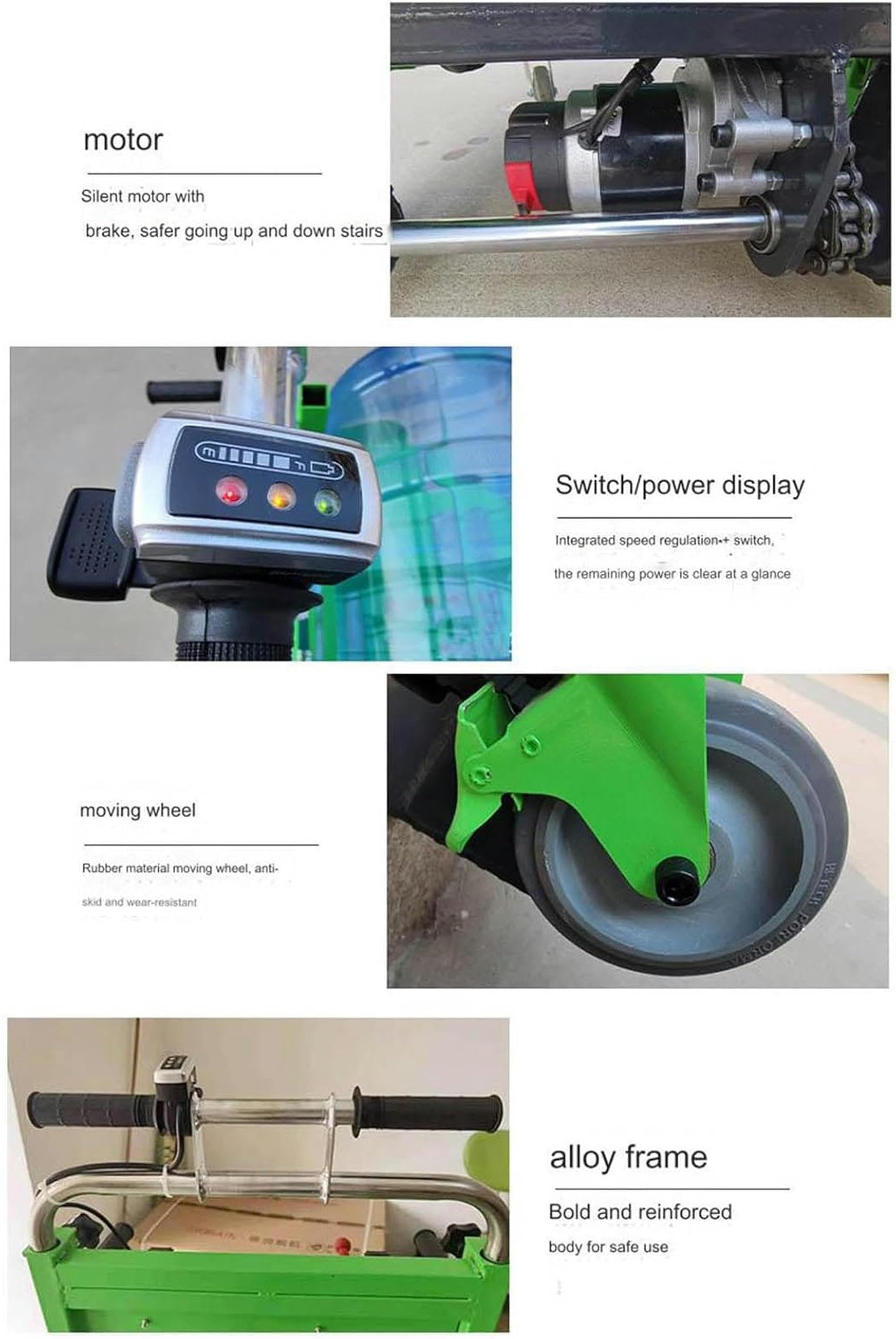 Carrello Elettrico per Salire Le Scale, Pieghevole, capacità di Carico Massima di 200 kg, Utilizzato per Lo Spostamento di Mobili, Elettrodomestici Pesanti, Materiali da Costruzione~/