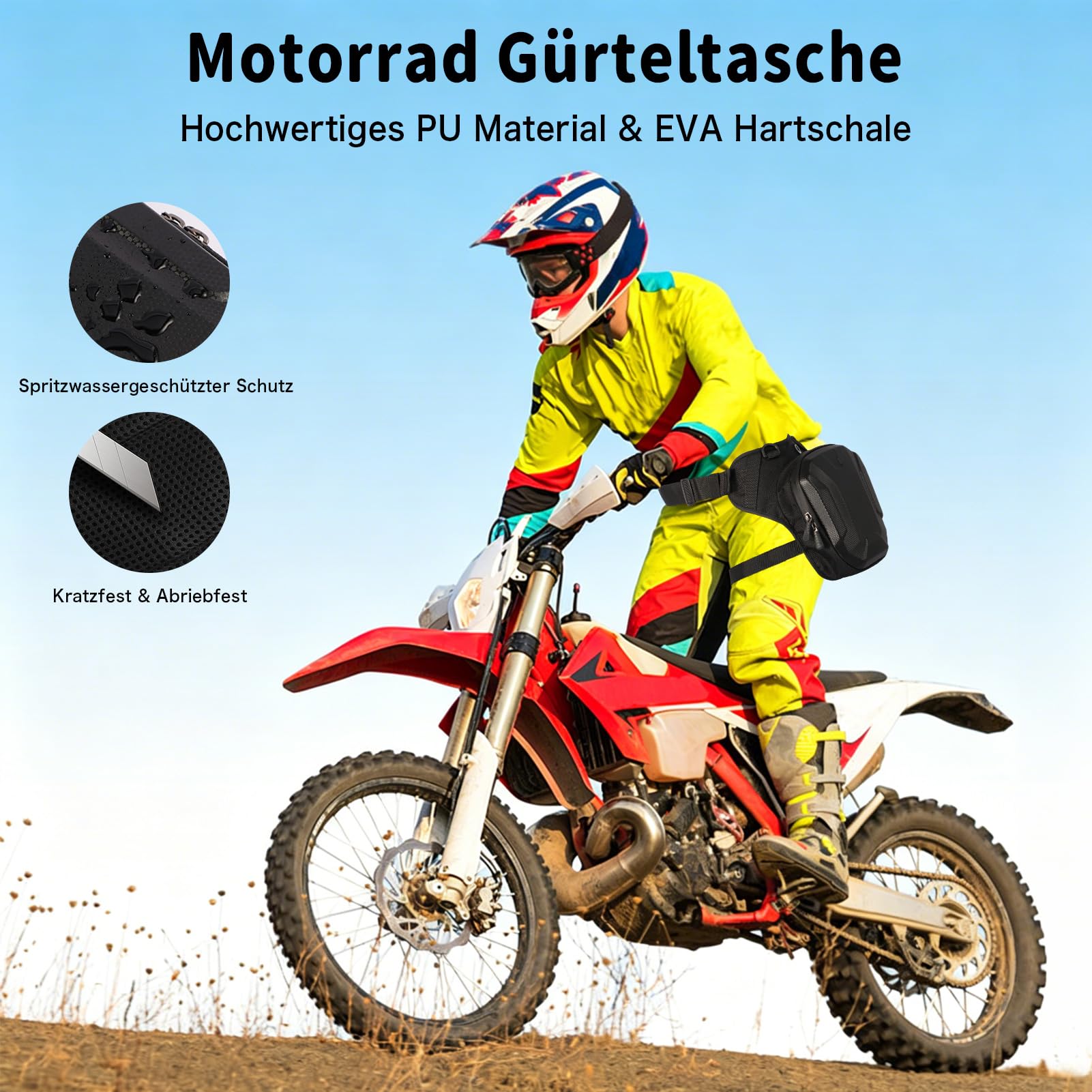 Bolsa de pierna para moto, impermeable EVA, bolsa para el muslo, correa ajustable para la pierna y riñonera 2 en 1, conector para auriculares, gran capacidad, bolsa de deporte para ciclismo