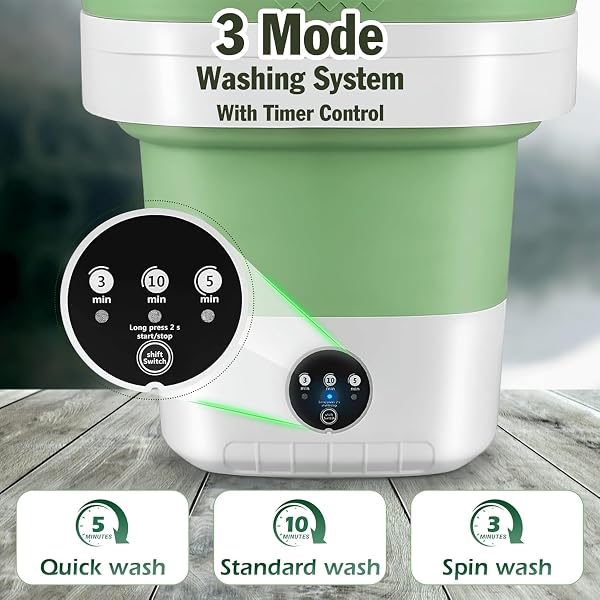 16L Portable Washing Machine with Spin Basket 3 Wash Modes Timer - Deep Cleaning Collapsible Small Clothes Washer for Apartment Travel Camping Dorm Hotel Home - Portable Washer, Mini Washing Machine - 5