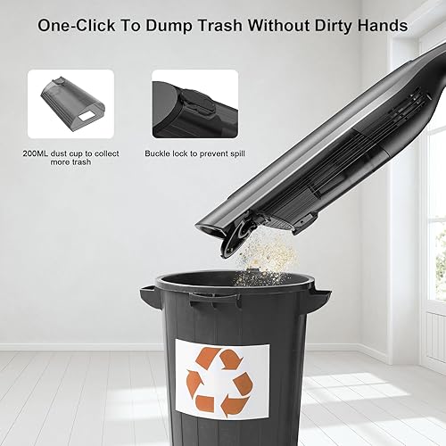 Miniatura 6 de NEXPOW Aspiradora de mano inalámbrica de 18000 PA con batería recargable de 7500 mAh, aspiradora de mano portátil con 2 modos de succión, aspiradora