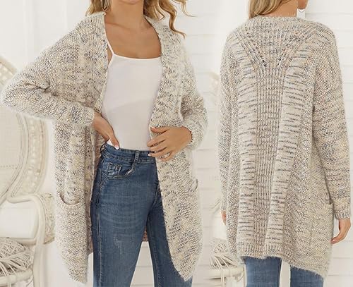 Miniatura 2 de futurino - cárdigan de tejido de punto grueso con bolsillos y frente abierto, ropa de abrigo para mujer