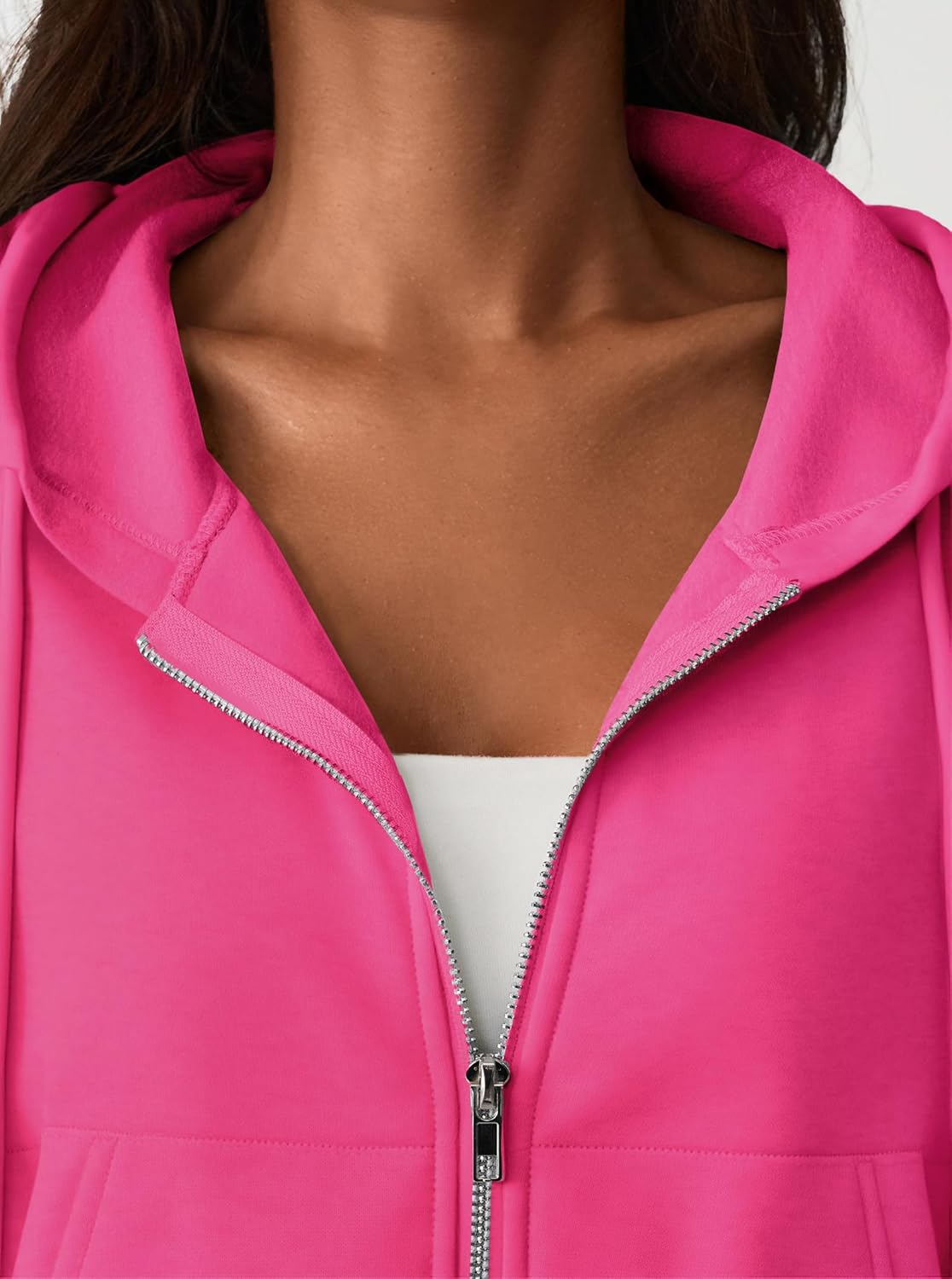 Hilinker Womens Cropped Zip Up Hoodie Drawstring Long Sleeve Crop Hooded Jacket with Pocket - Image 6