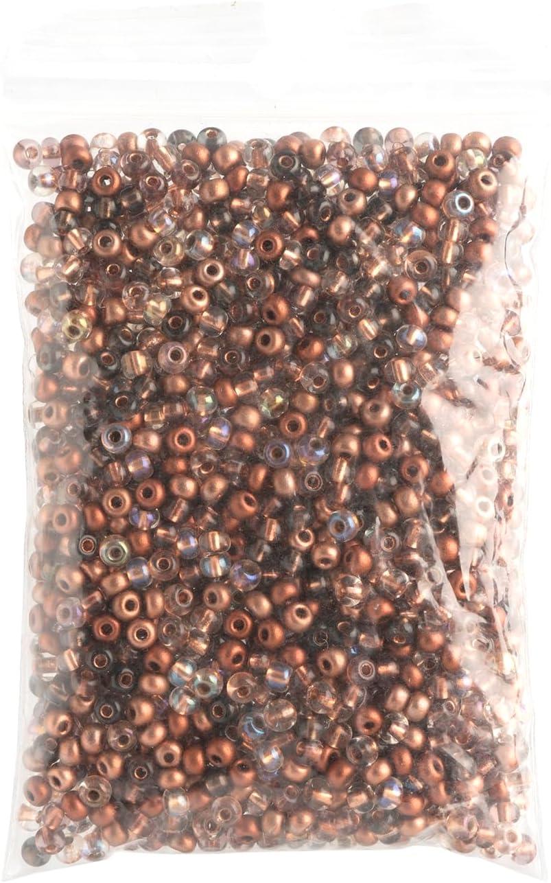 John Bead Czech Glass Seed Beads 6/0 (100g) Copper Mega Mix Beads for DIY Art Crafts Jewelry Bracelets Necklaces Earrings Making