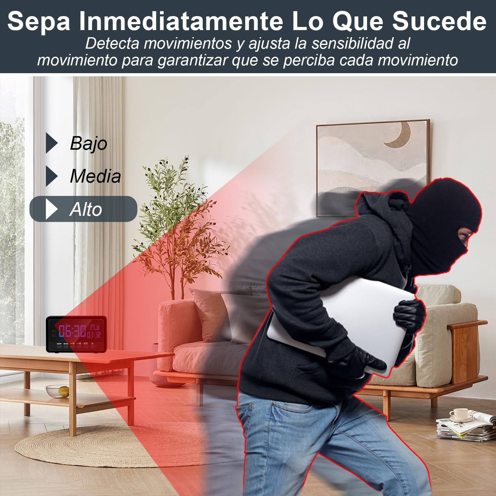 Cámara Espía WiFi 5G, Mini Camara Oculta Inalambricas Despertador, 1080P HD Reloj con Camaras Espias 120° Visión Nocturna Detección De Movimiento Vigilancia para Interior con Tuya App