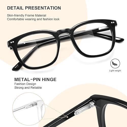 Miniatura 4 de Gafas de bloqueo de luz azul para mujereshombres, lentes rectangulares de moda retro con marco falso, gafas para juegos de computadora