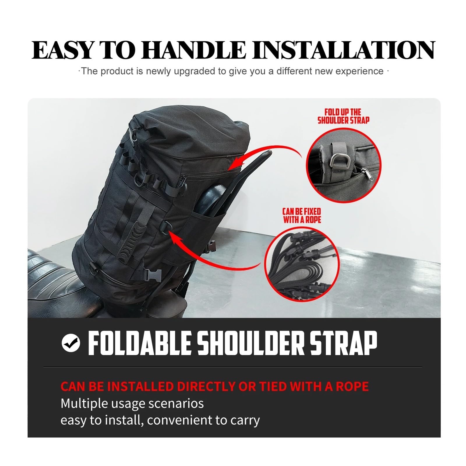 Borsa Moto Posteriore 50L-85L Zaino Portabagagli Sissy Bar Universale Espandibile