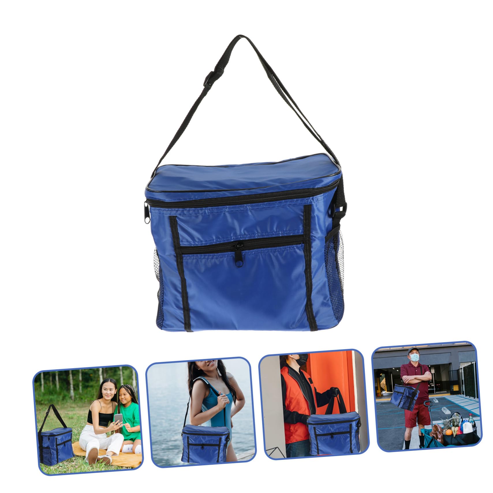 MAGICLULU Bolsa de Almuerzo Oxford Azul para Conservar Calor y Frescura | Tela Oxford, Uso en Picnic y Eventos en Vivo, Formato Compacto para Comida y Fiambrera