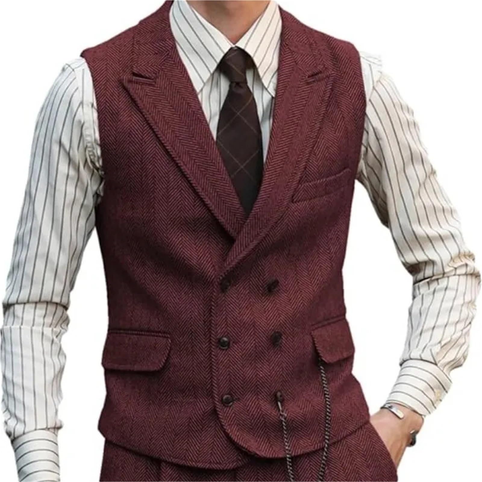 Gilet da uomo in pelle scamosciata marrone lavoro vintage regolare slim banchetto Per matrimoni, eventi aziendali