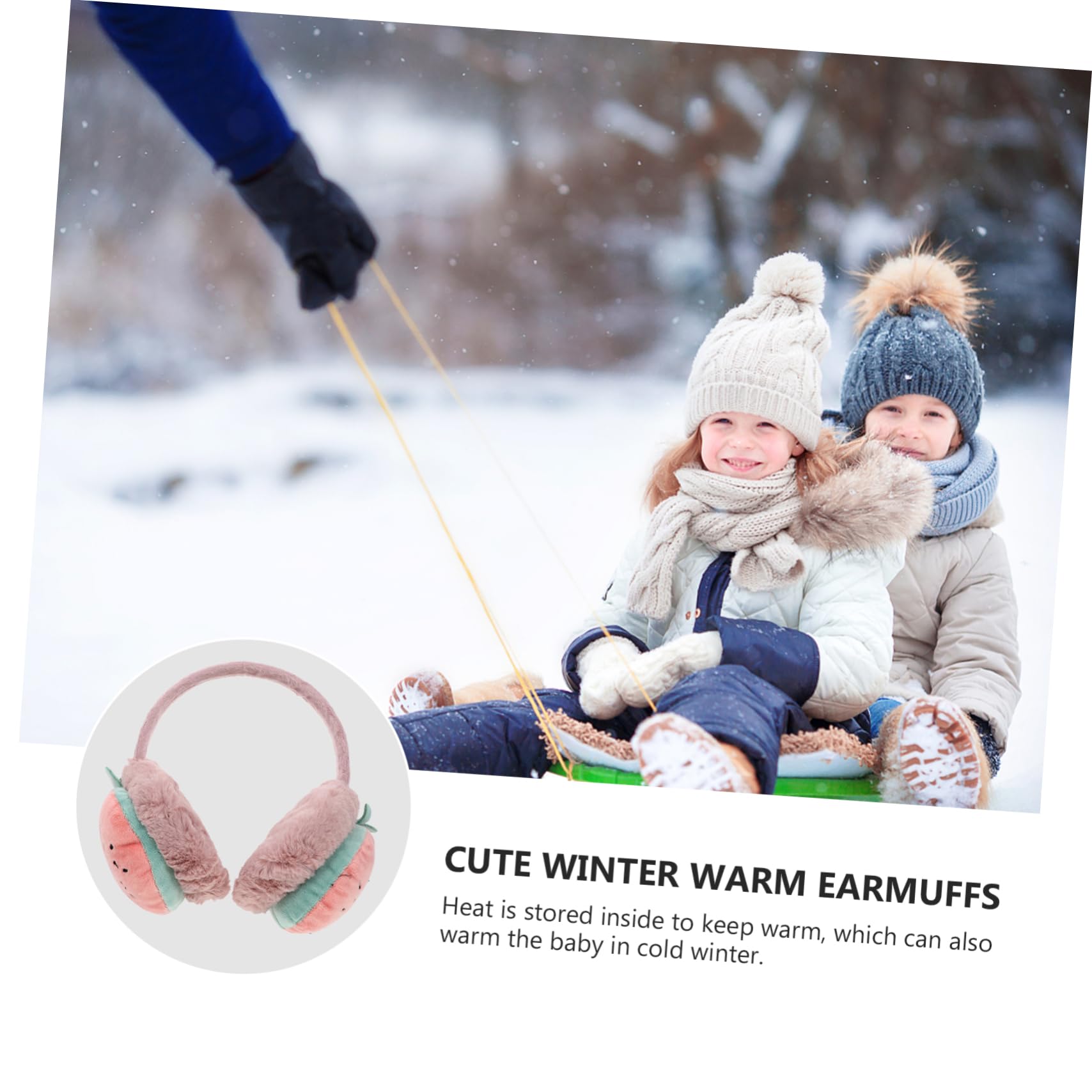 LIFKOME 3pezzi Earmuffs Invernali Per Ragazzo Ragazza Peluche Copriorecchie Caldi e Morbidi Per Giornate Fredde Design Creativo e Anguria