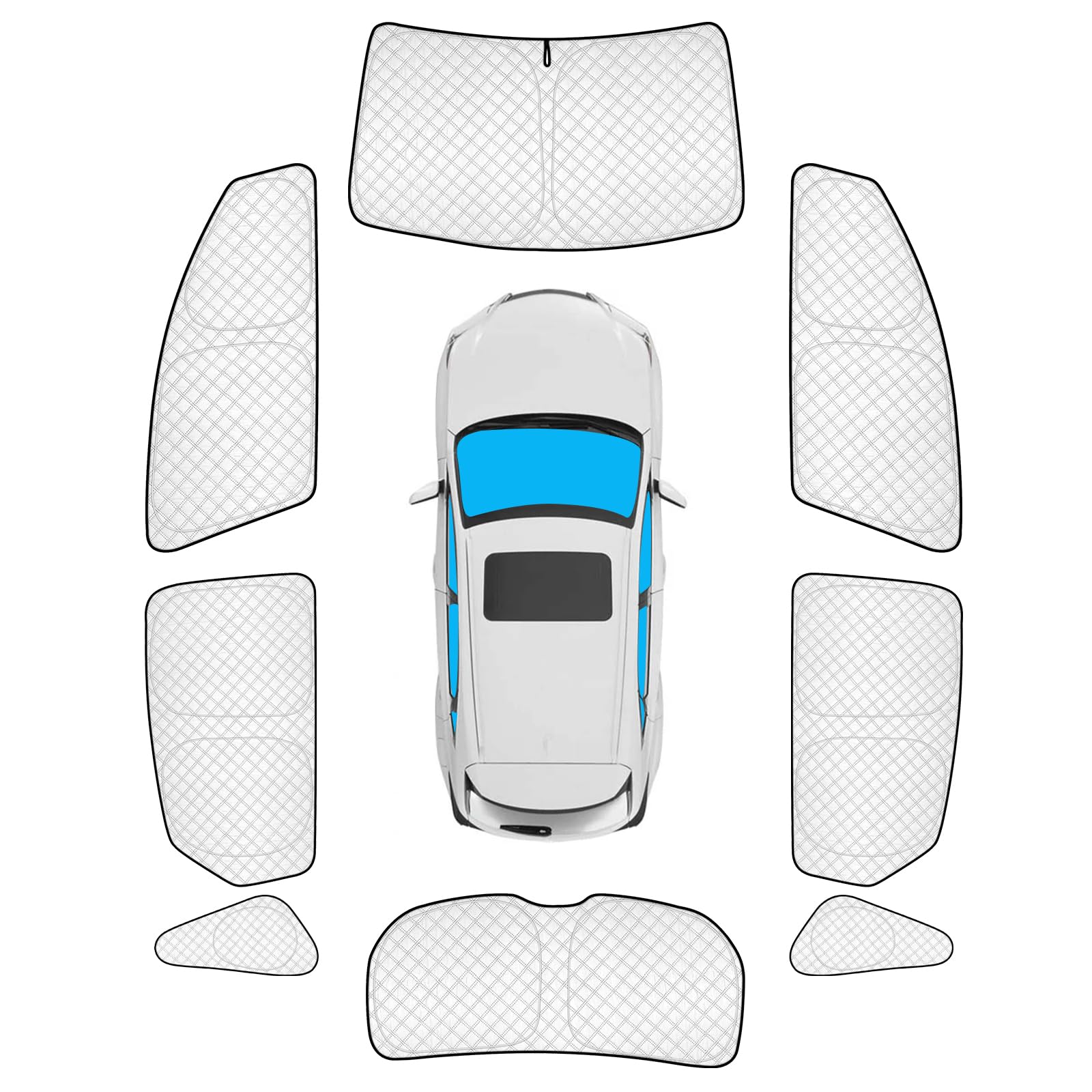 KMF 8pcs Thicken Sun Shades for Lexus NX 2015-2021 Accessories, Custom Fit Windshield Sunshade Full Car Window Covers for Side Rear, UV Block and Privacy Blackout for Camping