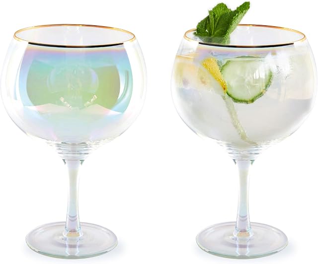 Root7 Gin Glasses | Hand - Blown, Rainbow Tinted Gin Glass | Gift Boxed | Beautiful Cocktail Glasses, Perfect Gin Gift for Women, Copa de Balon Glasses Set of 2, 750 ml