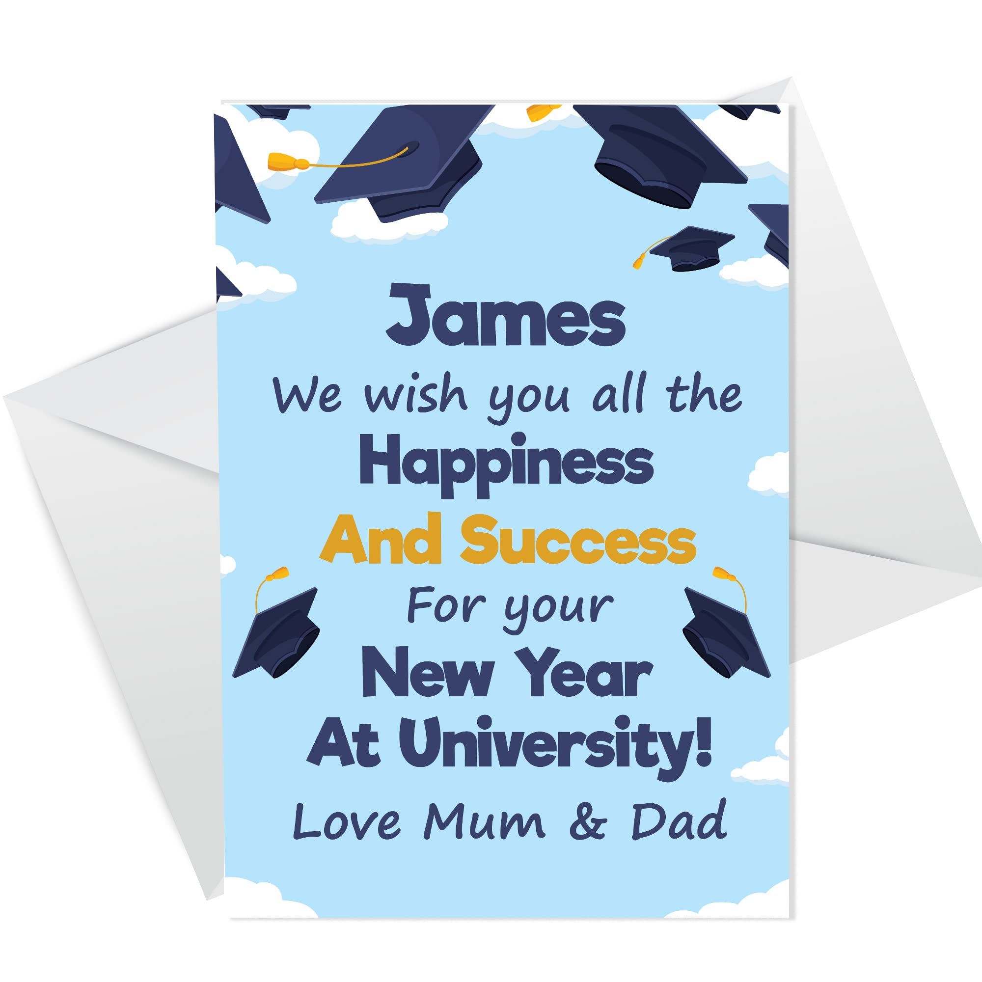 RED OCEAN University Good Luck Card For Daughter Son Personalised Back To Uni Card University Card