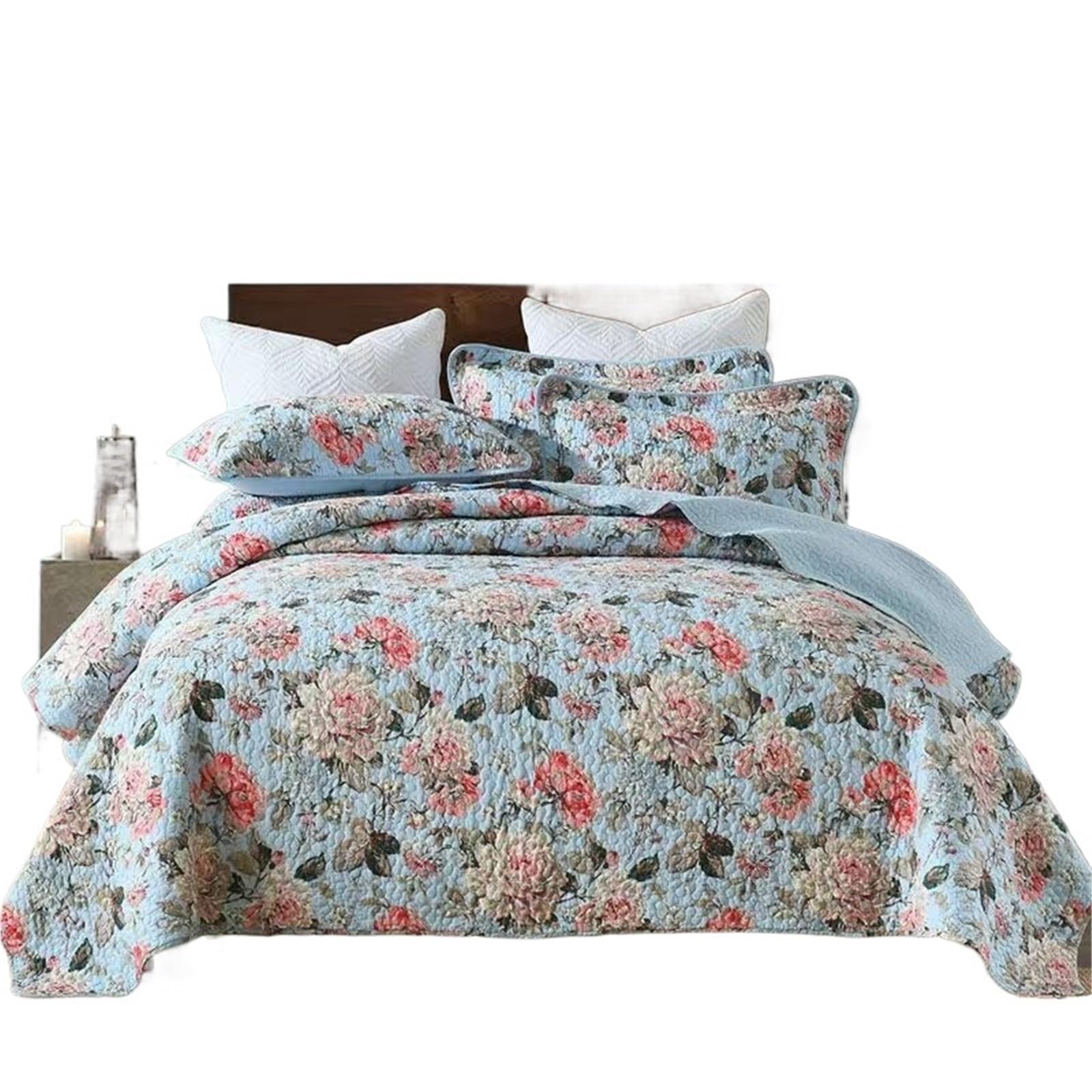 DAJGRHE Bedspread Cotton Quilted Bed Cover Queen Size Retro Bedding Set Coverlet Blanket Pillowcases(Orange,230x250cm 3pcs)