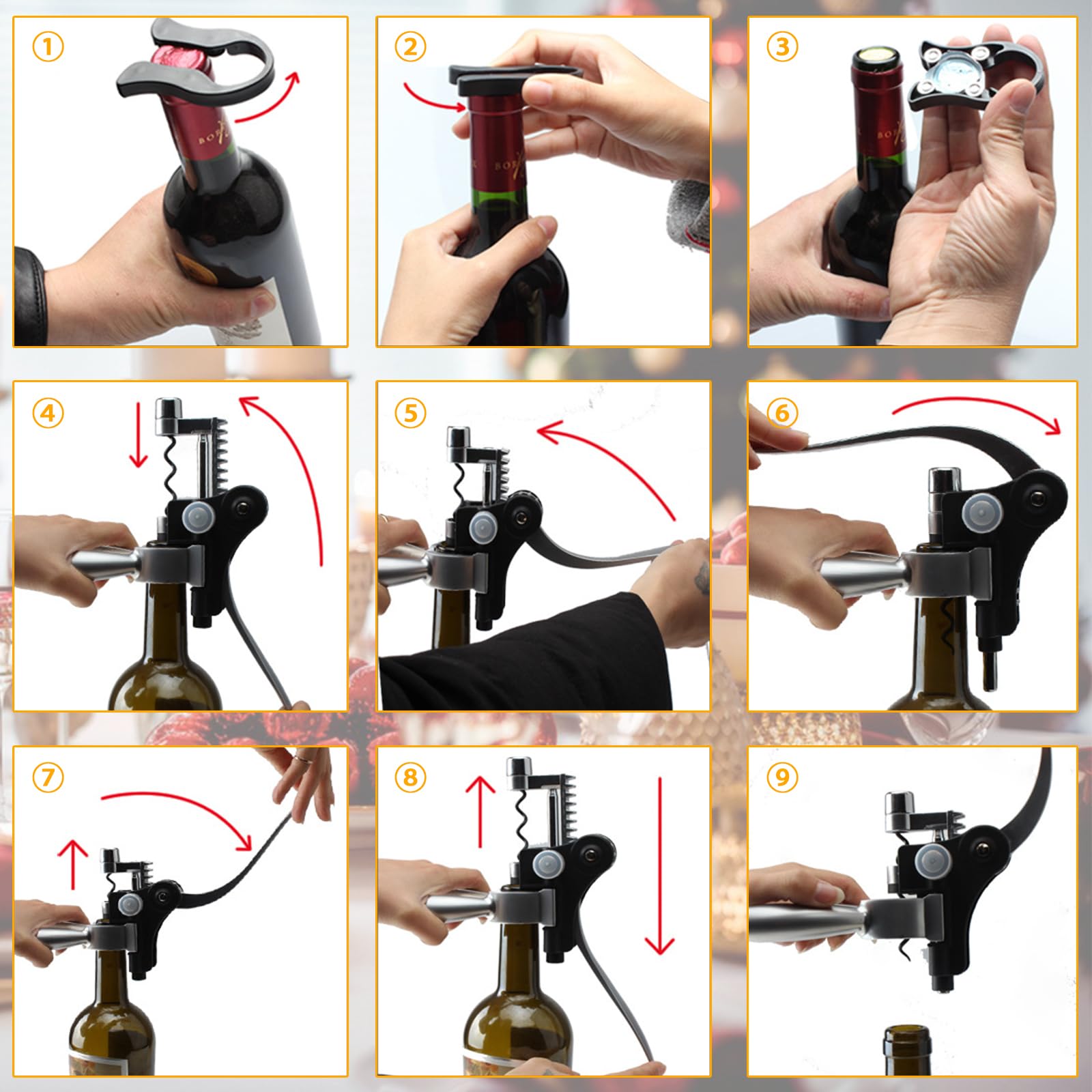 Cavatappi Per Vino In Acciaio Inox 304 - Apribottiglie A Leva, Facile E Elegante Per Appassionati - Foto 9