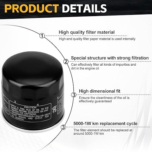 Miniatura 5 de 138 Filtro de aceite de repuesto para Arctic Cat 400 500 450 550 650 700 350, Aprilia RSV4 1000, Suzuki 600 750 Eiger 400 Kymco MXU UXV 450I,