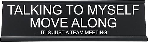 Cartel de escritorio con texto en inglés "Talking To Myself Move Along, It Is Just A Team Meeting", divertido letrero de escritorio, regalo novedoso de Griffco Supply