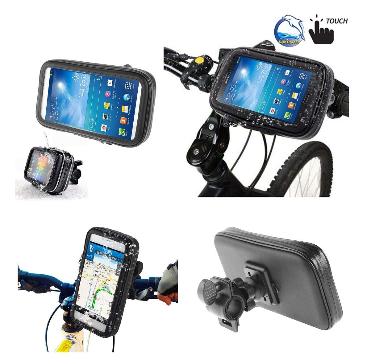 Support Professionnel Guidon Bicyclette Moto Imperméable Rotative 360 Compatible avec Motorola Moto G6 Forge (2018) - Noir