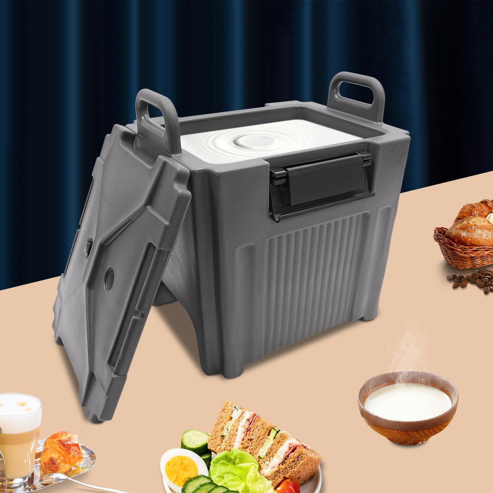 MSAIERPLR Insulated Beverage Dispenser Portable Thermal Beverage Server Insulated Beverage Dispenser with Handles 10 Gallon Commercial Beverage Dispenser for Restaurants Hotels Coffee Shop (Dark Gray)