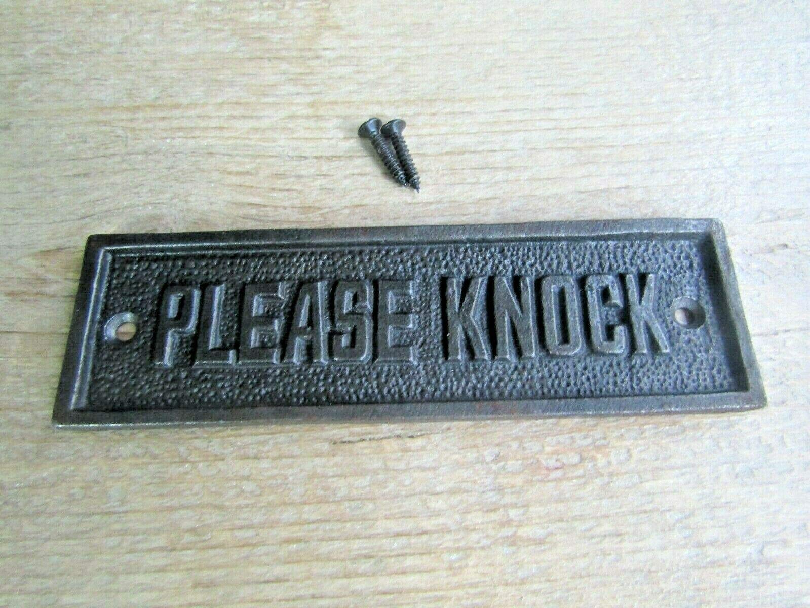 Please Knock Cast Iron Plaque