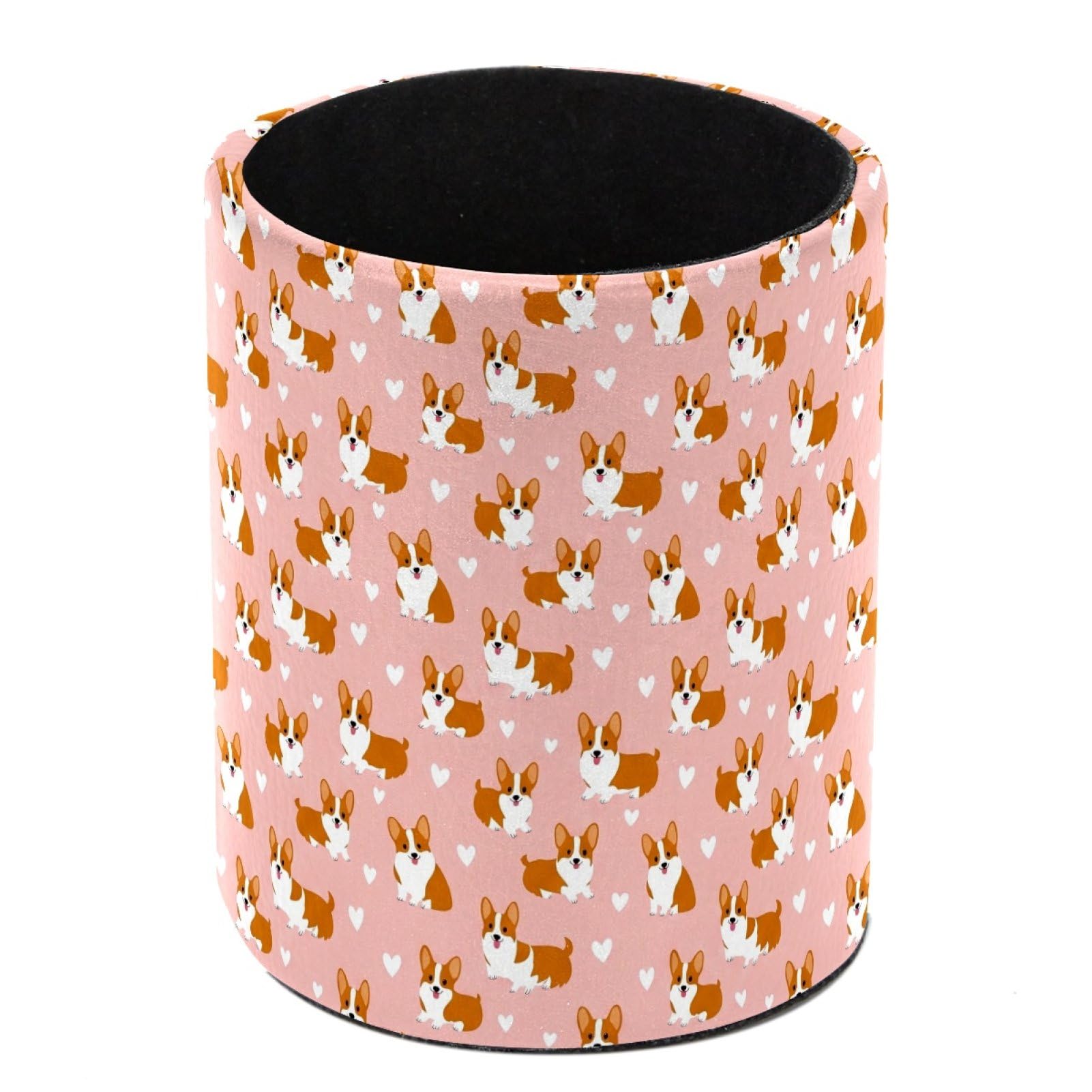 HEOEH Corgi Pen Holder for Desk, PU Leather Pencil Holder Pen Cup Marker Holder Makeup Brush Holders, Desk Accessories & Workspace Organizers for Home, Office